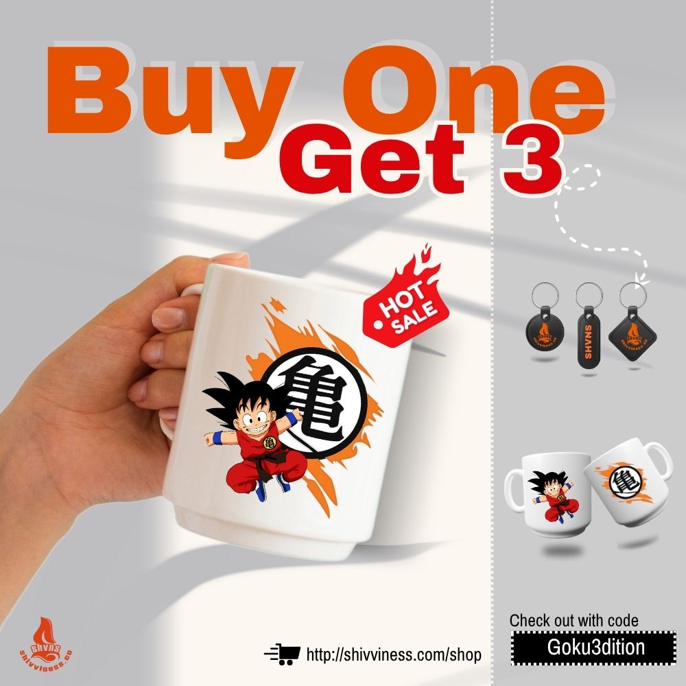Desain Typography Design For Mug Promo – Goku Edition Mug Promo: Bold, Fun, Direct - Tipografi