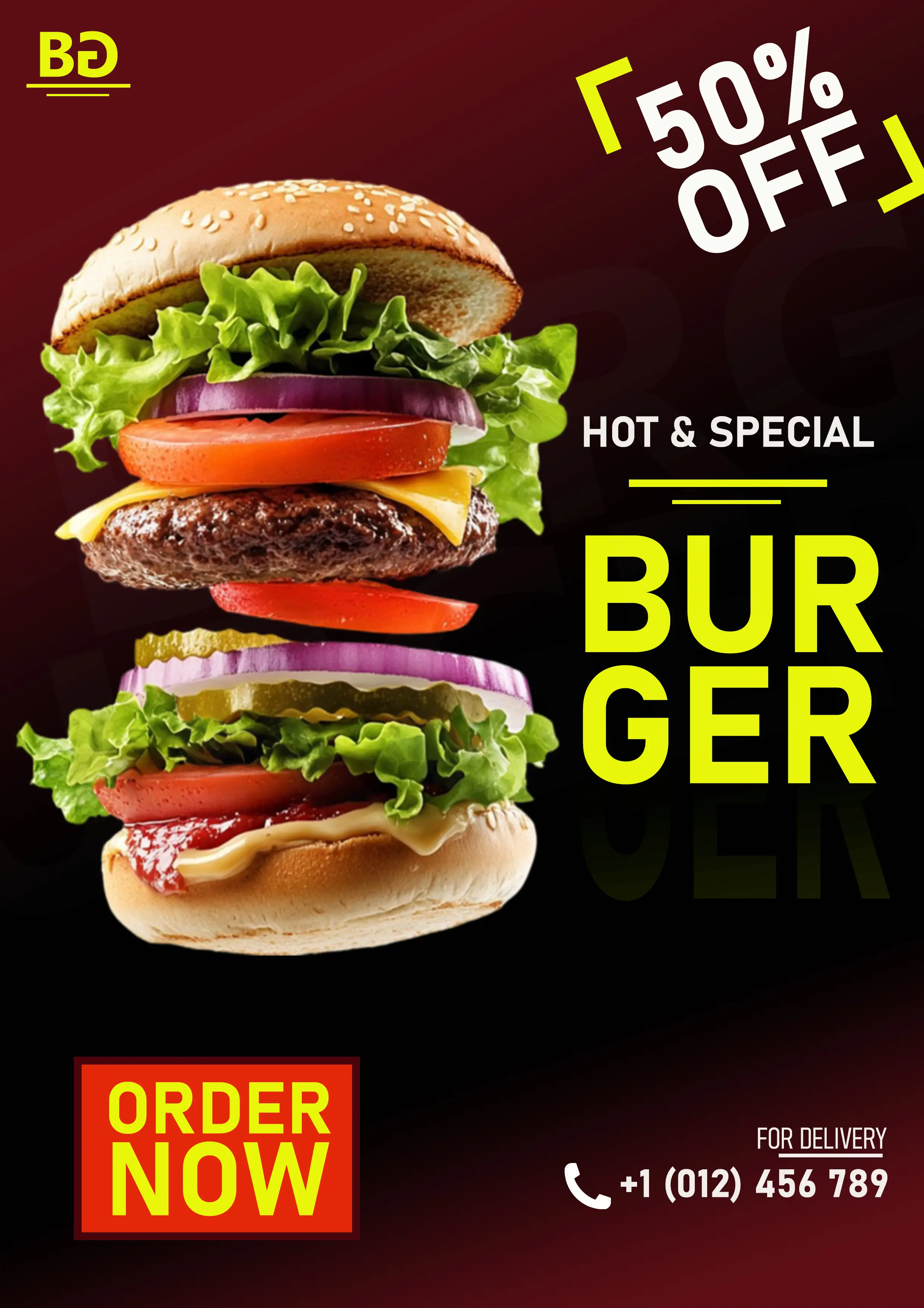Desain Food Advertising Design: Special Burger Deal Flyer - Advertising Design