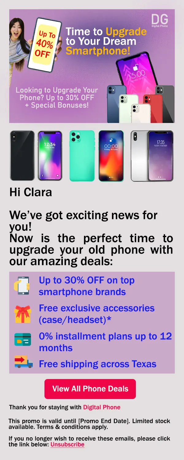 Desain Email Marketing Design for Smartphone Promotions - Email Design